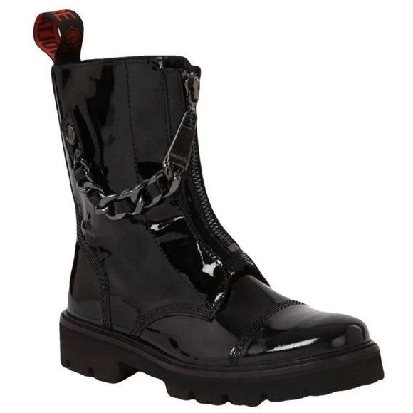 NEW ZADIG & VOLTAIRE BLACK PATENT LEATHER BOOTS - Picture 1 of 12